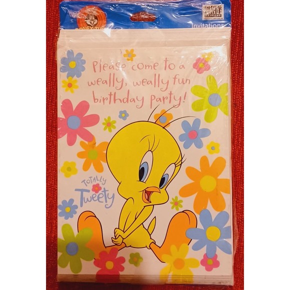 VTG 1997 TWEETY BIRD BIRTHDAY PARTY INVITATIONS - Picture 2 of 6